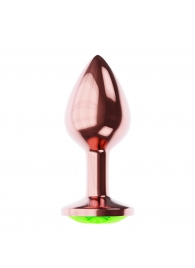 Пробка цвета розового золота с лаймовым кристаллом Diamond Emerald Shine S - 7,2 см. - Lola Games - купить с доставкой в Великом Новгороде