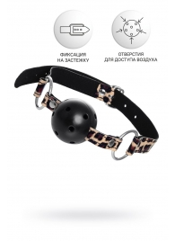 Черный кляп-шар на леопардовых ремешках Anonymo - ToyFa - купить с доставкой в Великом Новгороде