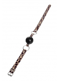 Черный кляп-шар на леопардовых ремешках Anonymo - ToyFa - купить с доставкой в Великом Новгороде