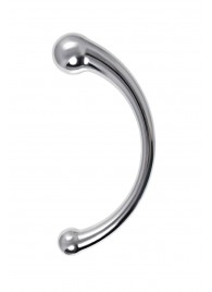 Серебристый двусторонний металлический дилдо - 21 см. - ToyFa