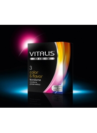 Цветные ароматизированные презервативы VITALIS PREMIUM color   flavor - 3 шт. - Vitalis - купить с доставкой в Великом Новгороде