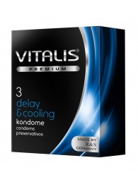 Презервативы VITALIS PREMIUM delay   cooling с охлаждающим эффектом - 3 шт. - Vitalis - купить с доставкой в Великом Новгороде