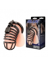 Черная металлическая клетка с замком Deluxe Chastity Cage - BlueLine - купить с доставкой в Великом Новгороде