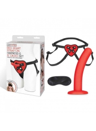 Красный поясной фаллоимитатор Red Heart Strap on Harness   5in Dildo Set - 12,25 см. - Lux Fetish - купить с доставкой в Великом Новгороде