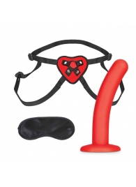 Красный поясной фаллоимитатор Red Heart Strap on Harness   5in Dildo Set - 12,25 см. - Lux Fetish - купить с доставкой в Великом Новгороде