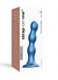 Голубая насадка Strap-On-Me Dildo Plug Balls size L - Strap-on-me - купить с доставкой в Великом Новгороде