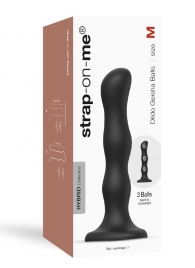 Черная насадка Strap-On-Me Dildo Geisha Balls size M - Strap-on-me - купить с доставкой в Великом Новгороде