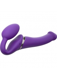 Фиолетовый безремневой вибрострапон Silicone Bendable Strap-On - size M - Strap-on-me - купить с доставкой в Великом Новгороде