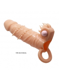 Телесная удлиняющая вибронасадка Penis Sleeve Connor - 17 см. - Baile - в Великом Новгороде купить с доставкой