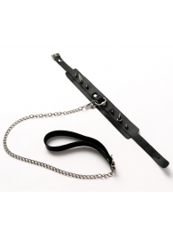 Черный ошейник с шипами и поводком - Crazy Handmade - купить с доставкой в Великом Новгороде