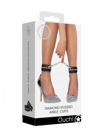 Черные поножи Diamond Studded Ankle Cuffs - Shots Media BV - купить с доставкой в Великом Новгороде