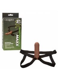 Коричневый фаллопротез из силикона Extension with Harness - 15,75 см. - California Exotic Novelties - купить с доставкой в Великом Новгороде