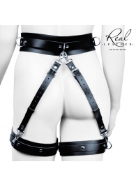 Черный кожаный пояс с гартерами - S-M - Notabu - купить с доставкой в Великом Новгороде