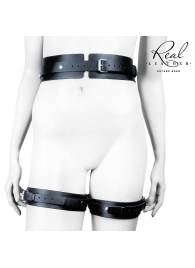 Черный кожаный пояс с гартерами - S-M - Notabu - купить с доставкой в Великом Новгороде