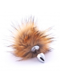 Серебристая анальная пробка с коричневым хвостиком - Crazy Handmade в Великом Новгороде Серебристая анальная пробка с коричневым хвостиком - Crazy Handmade