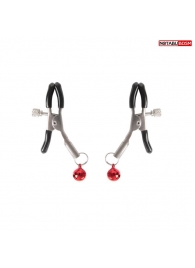 Серебристые зажимы на соски с шариками - Notabu - купить с доставкой в Великом Новгороде