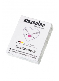 Ультрапрочные презервативы Masculan Ultra Safe Black - 3 шт. - Masculan - купить с доставкой в Великом Новгороде