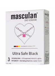 Ультрапрочные презервативы Masculan Ultra Safe Black - 3 шт. - Masculan - купить с доставкой в Великом Новгороде