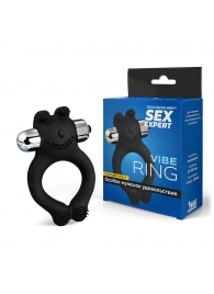 Черное силиконовое эрекционное виброкольцо Sex Expert - Sex Expert - в Великом Новгороде купить с доставкой