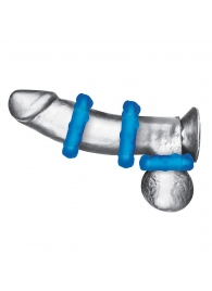 Комплект из трех голубых эрекционных колец 3-Pack Ribbed Rider Cock Ring Set - BlueLine - в Великом Новгороде купить с доставкой