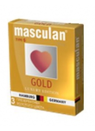 Презервативы Masculan Ultra Gold с золотым напылением и ароматом ванили - 3 шт. - Masculan - купить с доставкой в Великом Новгороде