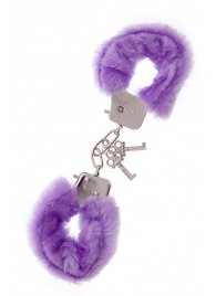 Фиолетовые меховые наручники METAL HANDCUFF WITH PLUSH LAVENDER - Dream Toys - купить с доставкой в Великом Новгороде