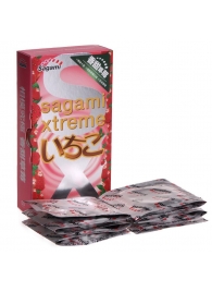 Презервативы Sagami Xtreme Strawberry c ароматом клубники - 10 шт. - Sagami - купить с доставкой в Великом Новгороде