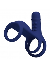 Синяя вибронасадка на пенис Vibrating Penis Sling - Baile - в Великом Новгороде купить с доставкой