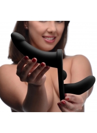 Черный вибрострапон Double Take 10X Double Penetration Vibrating Strap-on Harness - XR Brands - купить с доставкой в Великом Новгороде