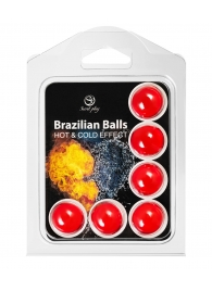 Набор из 6 шариков с массажным маслом Brazilian Balls с охлаждающим и разогревающим эффектом - Secret Play - купить с доставкой в Великом Новгороде