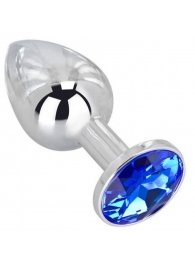 Анальное украшение BUTT PLUG  Small с синим кристаллом - 7 см. - Anal Jewelry Plug - купить с доставкой в Великом Новгороде Анальное украшение BUTT PLUG  Small с синим кристаллом - 7 см. - Anal Jewelry Plug - купить с доставкой в Великом Новгороде