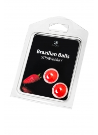 Набор из 2 шариков с массажным маслом Brazilian Balls с ароматом клубники - Secret Play - купить с доставкой в Великом Новгороде