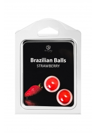 Набор из 2 шариков с массажным маслом Brazilian Balls с ароматом клубники - Secret Play - купить с доставкой в Великом Новгороде