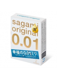 Увлажнённые презервативы Sagami Original 0.01 Extra Lub - 2 шт. - Sagami - купить с доставкой в Великом Новгороде