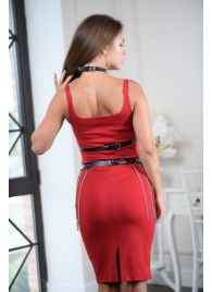 Черно-серебристая портупея-юбка plus size с цепочками - БДСМ Арсенал - купить с доставкой в Великом Новгороде