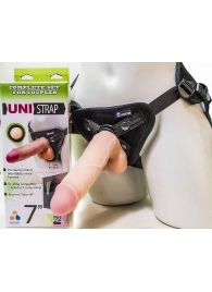 Страпон-унисекс с двумя насадками UNI strap 7  Harness - 19 и 16 см. - LOVETOY (А-Полимер) - купить с доставкой в Великом Новгороде