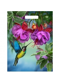 Пакет с принтом в виде колибри в цветах с вырубной ручкой (31х40 см) - Сима-Ленд - купить с доставкой в Великом Новгороде