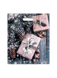 Новогодний пакет с принтом в виде подарков и вырубной ручкой (45х38 см) - Сима-Ленд - купить с доставкой в Великом Новгороде