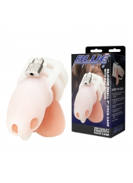 Белая клетка для пениса Silicone Small 2 in Cock Cage With Ball Divider - BlueLine - купить с доставкой в Великом Новгороде