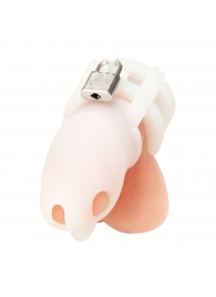 Белая клетка для пениса Silicone Small 2 in Cock Cage With Ball Divider - BlueLine - купить с доставкой в Великом Новгороде