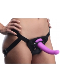 Лиловый поясной страпон Navigator Silicone G-Spot Dildo with Harness - 17,8 см. - XR Brands - купить с доставкой в Великом Новгороде