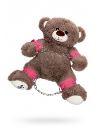 Бондажный набор: бурый мишка с розовыми оковами и наручниками - Pecado - купить с доставкой в Великом Новгороде