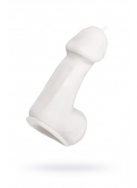 Белая свеча в форме пениса - 47 гр. - Pecado - купить с доставкой в Великом Новгороде