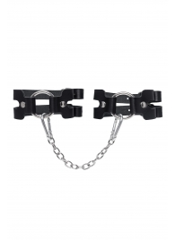 Черные кожаные оковы из двух ремешков - Pecado - купить с доставкой в Великом Новгороде Черные кожаные оковы из двух ремешков - Pecado - купить с доставкой в Великом Новгороде