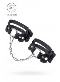 Черные кожаные оковы из двух ремешков - Pecado - купить с доставкой в Великом Новгороде Черные кожаные оковы из двух ремешков - Pecado - купить с доставкой в Великом Новгороде