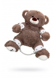 Бондажный набор: бурый мишка с белыми оковами и наручниками - Pecado - купить с доставкой в Великом Новгороде