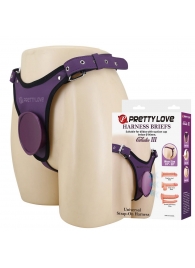 Фиолетовые трусики харнесс с платформой Caludio III - Baile - купить с доставкой в Великом Новгороде