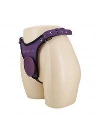 Фиолетовые трусики харнесс с платформой Caludio III - Baile - купить с доставкой в Великом Новгороде