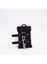 Черно-красные кожаные оковы - Crazy Handmade - купить с доставкой в Великом Новгороде
