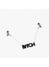 Зажимы на соски с кожаной подвеской Bitch - Crazy Handmade - купить с доставкой в Великом Новгороде